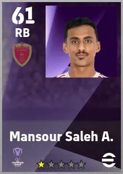 Mansour Saleh A. eFootball 2026 player card — 61 OVR RB