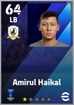 Amirul Haikal eFootball 2026 player card — 64 OVR LB