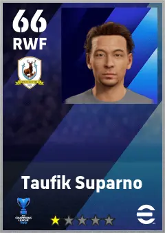 Taufik Suparno eFootball 2026 player card — 66 OVR RWF