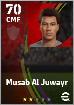 Musab Al Juwayr eFootball 2026 player card — 70 OVR CMF