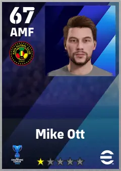 Mike Ott eFootball 2026 player card — 67 OVR AMF