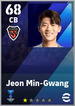 Jeon Min-Gwang eFootball 2026 player card — 68 OVR CB