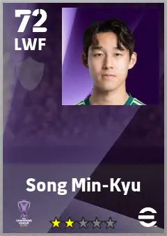 Song Min-Kyu eFootball 2026 player card — 72 OVR LWF