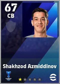 Shakhzod Azmiddinov eFootball 2026 player card — 67 OVR CB