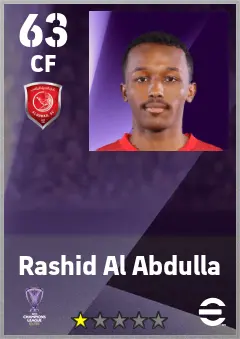 Rashid Al Abdulla eFootball 2026 player card — 63 OVR CF