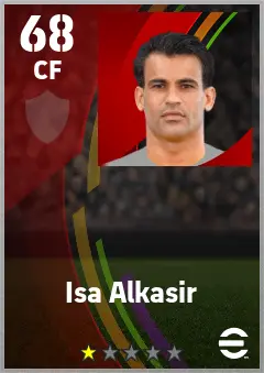 Isa Alkasir eFootball 2026 player card — 68 OVR CF