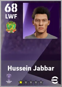 Hussein Jabbar eFootball 2026 player card — 68 OVR LWF