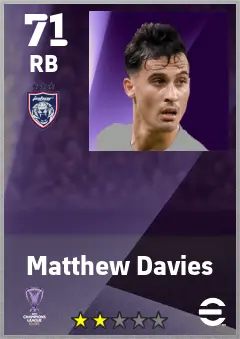 Matthew Davies eFootball 2026 player card — 71 OVR RB