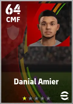 Danial Amier eFootball 2026 player card — 64 OVR CMF