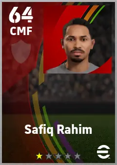 Safiq Rahim eFootball 2026 player card — 64 OVR CMF