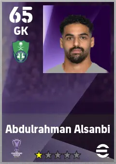 Abdulrahman Alsanbi eFootball 2026 player card — 65 OVR GK