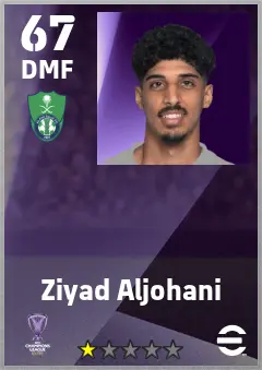 Ziyad Aljohani eFootball 2026 player card — 67 OVR DMF