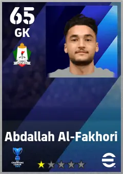 Abdallah Al-Fakhori eFootball 2026 player card — 65 OVR GK