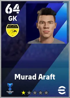 Murad Araft eFootball 2026 player card — 64 OVR GK