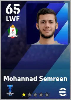 Mohannad Semreen eFootball 2026 player card — 65 OVR LWF