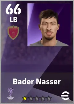 Bader Nasser eFootball 2026 player card — 66 OVR LB