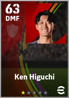 Ken Higuchi eFootball 2026 player card — 63 OVR DMF