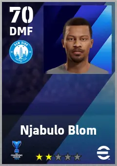 Njabulo Blom eFootball 2026 player card — 70 OVR DMF