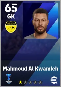 Mahmoud Al Kwamleh eFootball 2026 player card — 65 OVR GK