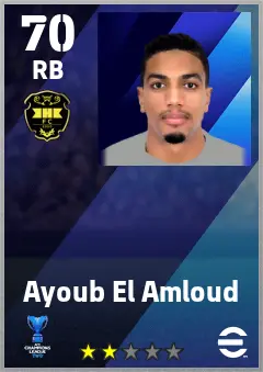 Ayoub El Amloud eFootball 2026 player card — 70 OVR RB