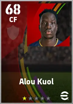 Alou Kuol eFootball 2026 player card — 68 OVR CF