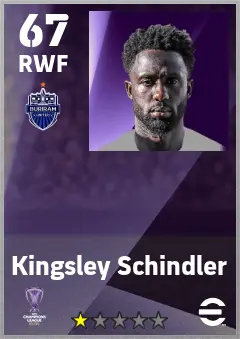 Kingsley Schindler eFootball 2026 player card — 67 OVR RWF