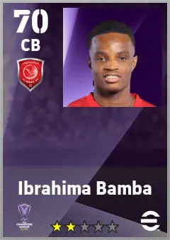 Ibrahima Bamba eFootball 2026 player card — 70 OVR CB