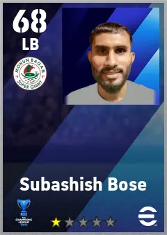 Subashish Bose eFootball 2026 player card — 68 OVR LB