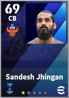 Sandesh Jhingan eFootball 2026 player card — 69 OVR CB