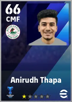 Anirudh Thapa eFootball 2026 player card — 66 OVR CMF