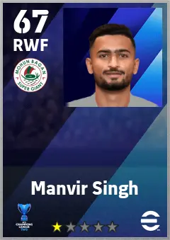 Manvir Singh eFootball 2026 player card — 67 OVR RWF