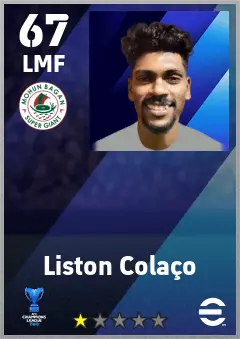 Liston Colaco eFootball 2026 player card — 67 OVR LMF
