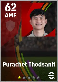 Purachet Thodsanit eFootball 2026 player card — 62 OVR AMF