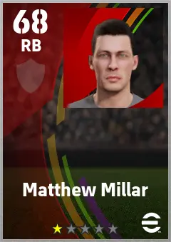 Matthew Millar eFootball 2026 player card — 68 OVR RB