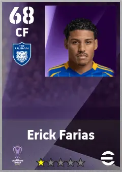 Erick Farias eFootball 2026 player card — 68 OVR CF