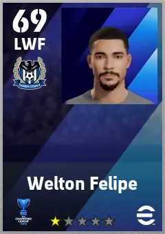 Welton Felipe eFootball 2026 player card — 69 OVR LWF