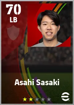 Asahi Sasaki eFootball 2026 player card — 70 OVR LB