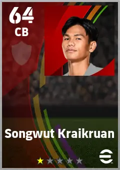 Songwut Kraikruan eFootball 2026 player card — 64 OVR CB