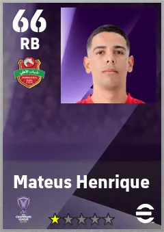 Mateus Henrique eFootball 2026 player card — 66 OVR RB