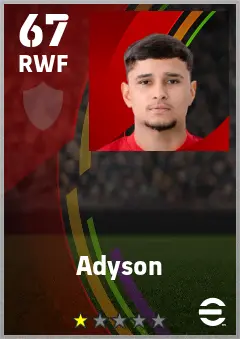 Adyson eFootball 2026 player card — 67 OVR RWF