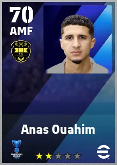 Anas Ouahim eFootball 2026 player card — 70 OVR AMF