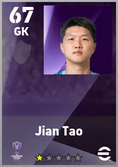 Jian Tao eFootball 2026 player card — 67 OVR GK