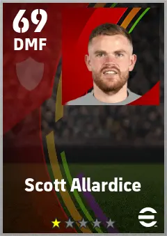 Scott Allardice eFootball 2026 player card — 69 OVR DMF