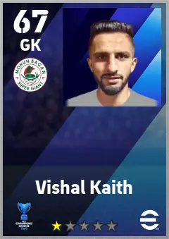 Vishal Kaith eFootball 2026 player card — 67 OVR GK