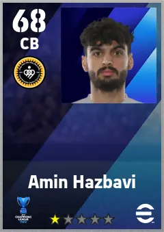 Amin Hazbavi eFootball 2026 player card — 68 OVR CB