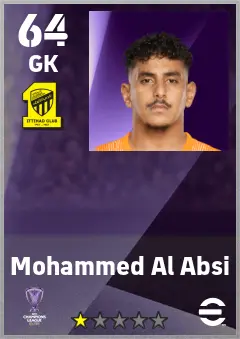 Mohammed Al Absi eFootball 2026 player card — 64 OVR GK