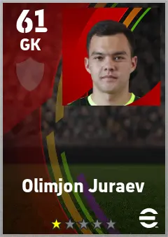 Olimjon Juraev eFootball 2026 player card — 61 OVR GK