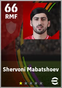 Shervoni Mabatshoev eFootball 2026 player card — 66 OVR RMF