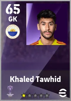 Khaled Tawhid eFootball 2026 player card — 65 OVR GK