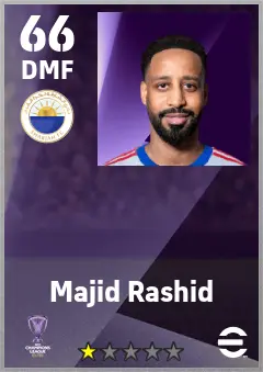 Majid Rashid eFootball 2026 player card — 66 OVR DMF